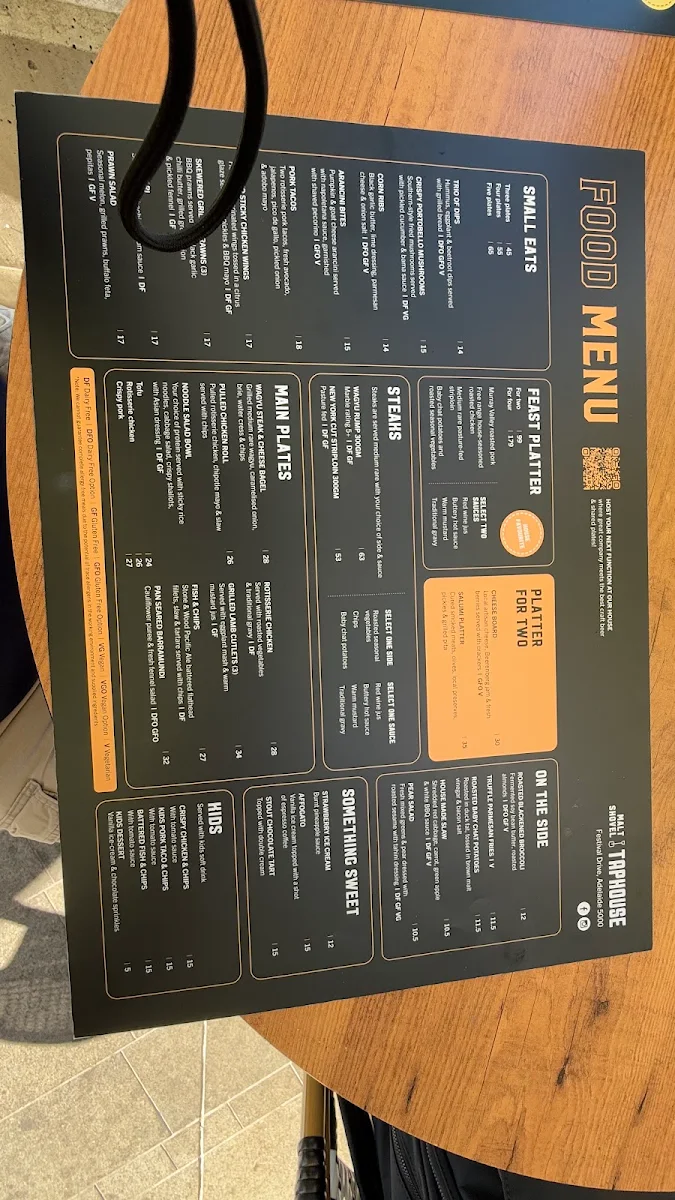 Menu, Malt Shovel Taphouse Adelaide