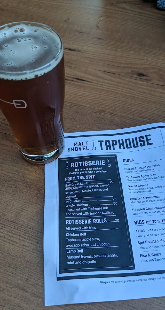 Menu, Malt Shovel Taphouse Adelaide