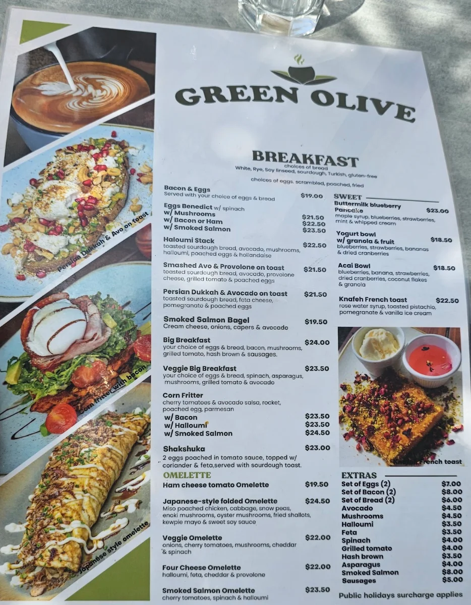 Menu, Green Olive Cafe