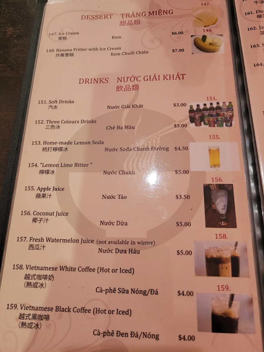 Menu, Pho Minh Long