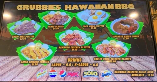 Menu, Grubbies Burgers Hawaiian BBQ