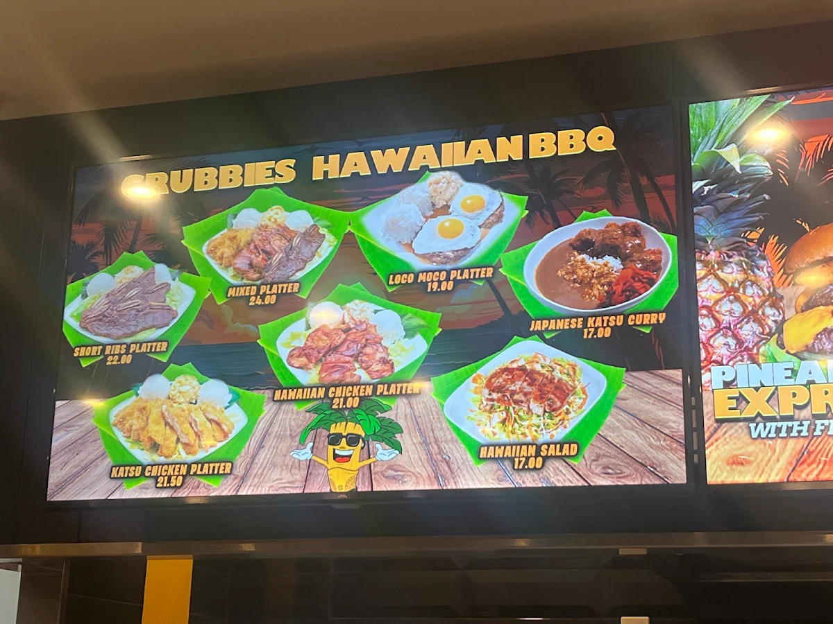 Menu, Grubbies Burgers Hawaiian BBQ