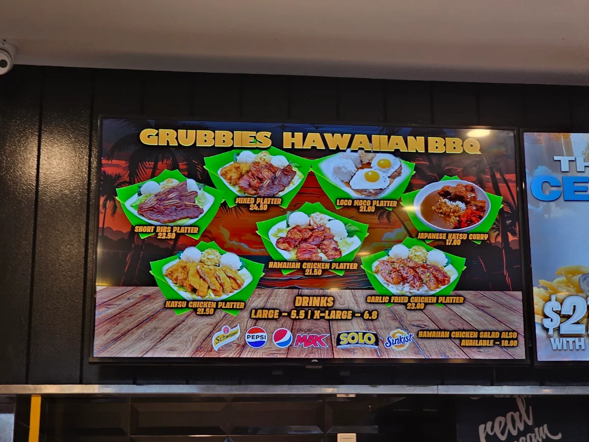 Menu, Grubbies Burgers Hawaiian BBQ