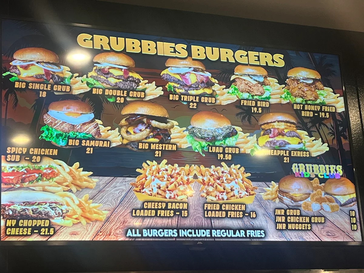 Menu, Grubbies Burgers Hawaiian BBQ
