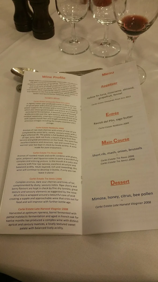 Menu, Angliss Restaurant
