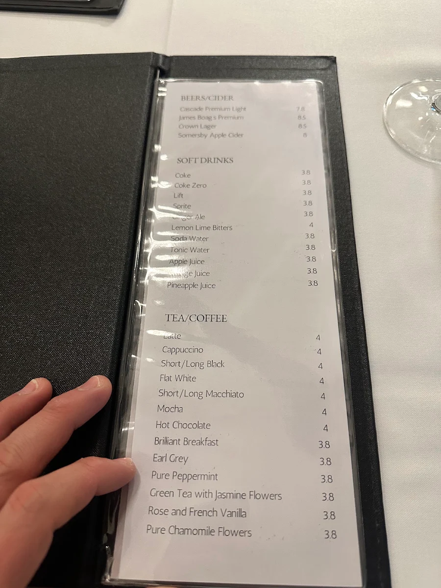 Menu, Angliss Restaurant
