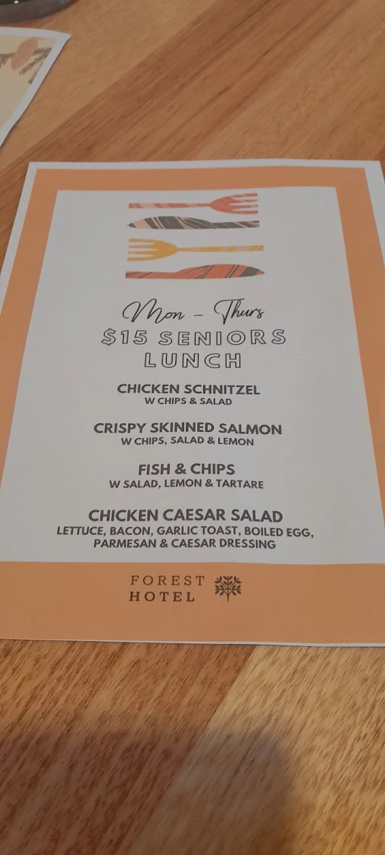 Menu, Forest Hotel