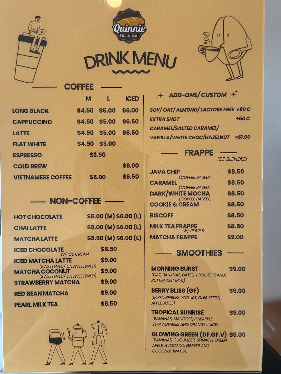 Menu, Quinnie Hot Bread