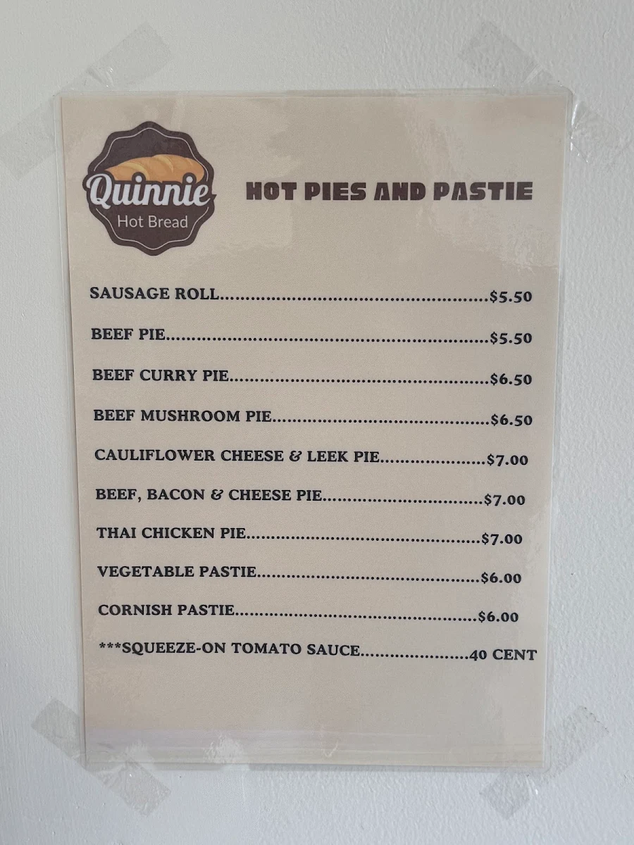 Menu, Quinnie Hot Bread