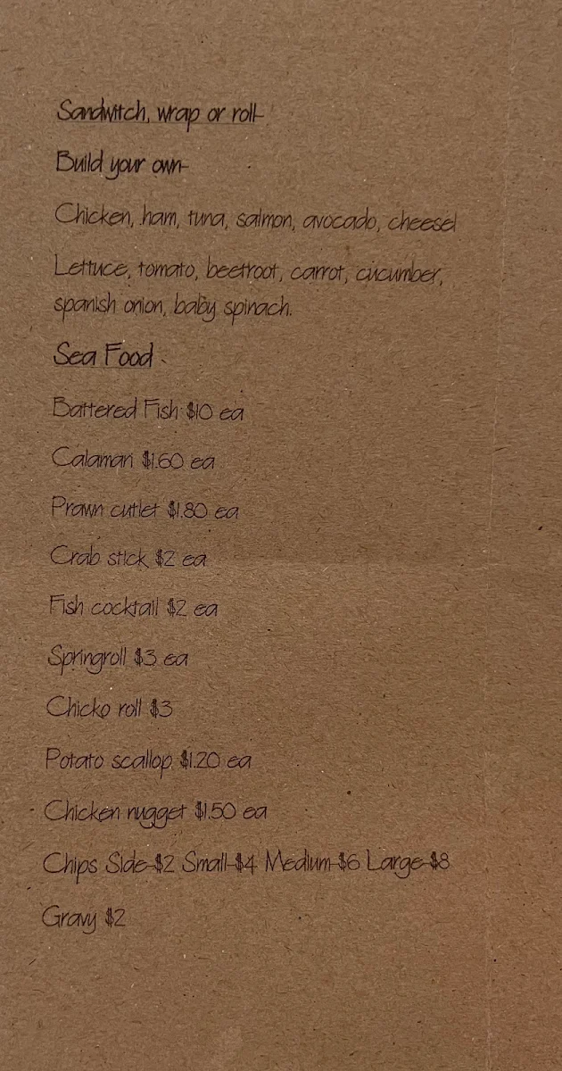 Menu, @Em's Place