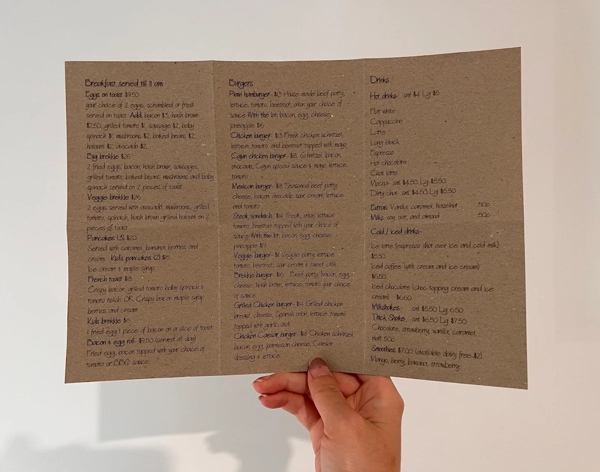 Menu, @Em's Place