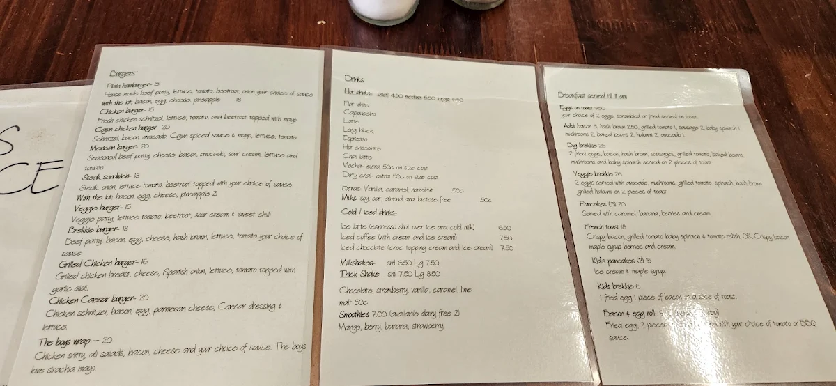 Menu, @Em's Place