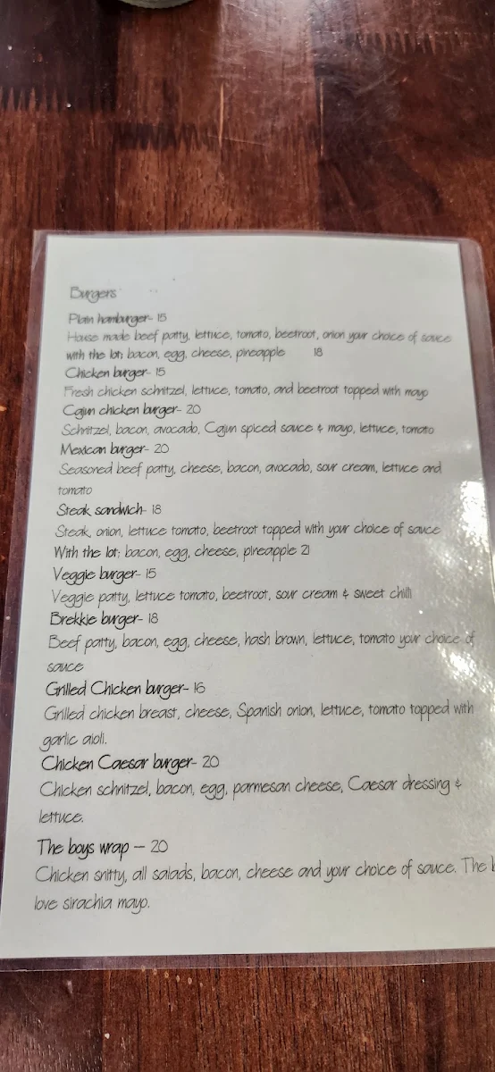 Menu, @Em's Place