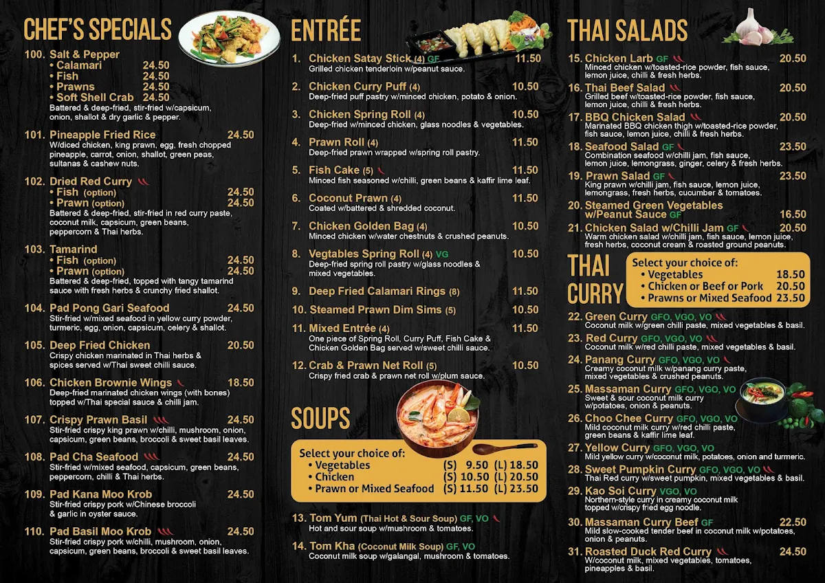 Menu, Thai Cuisine Loganholme (Bryants Road)