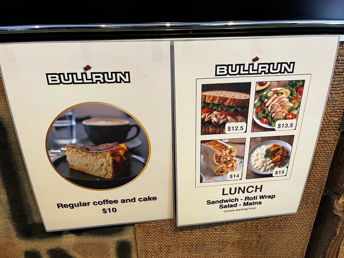 Menu, Bullrun café