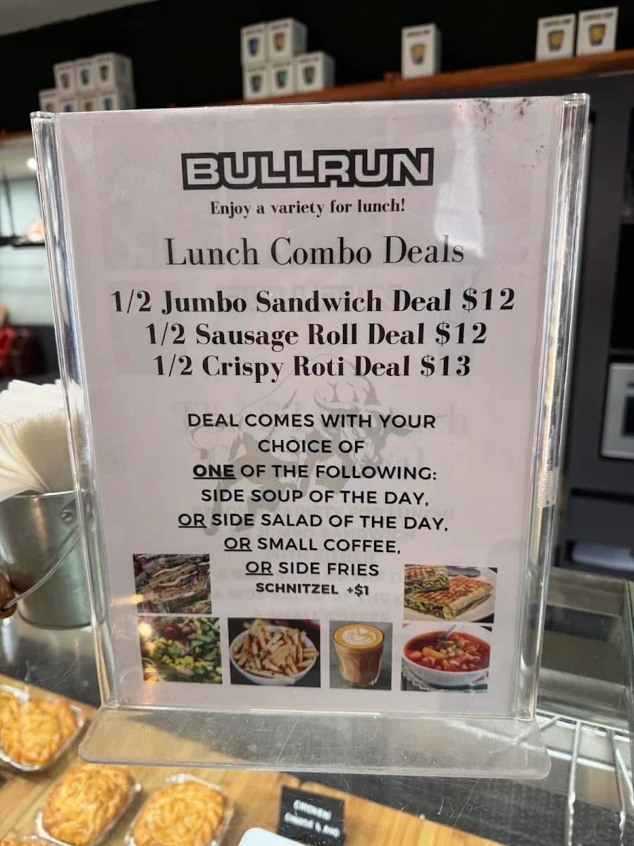 Menu, Bullrun café