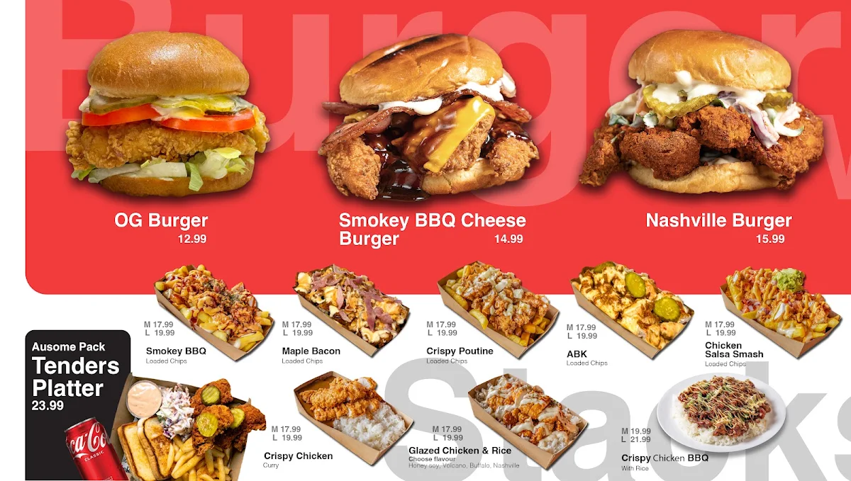 Menu, Ausome Chicken Meadowbrook
