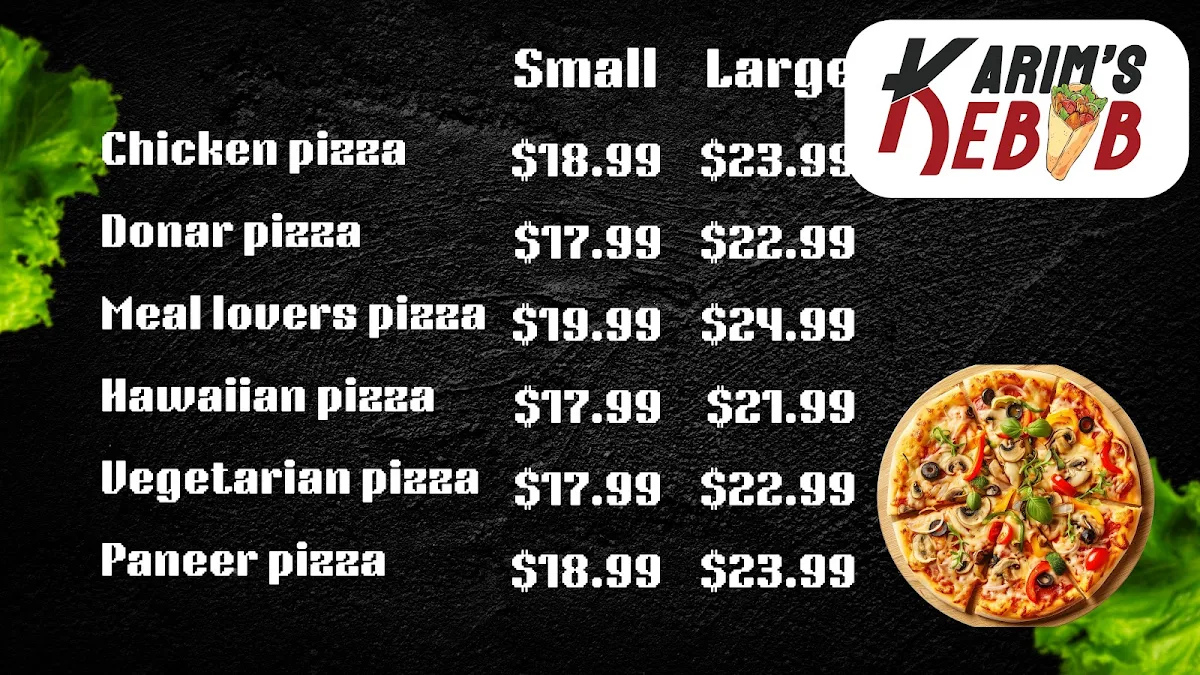 Menu, Karim's Kebab Yangebup
