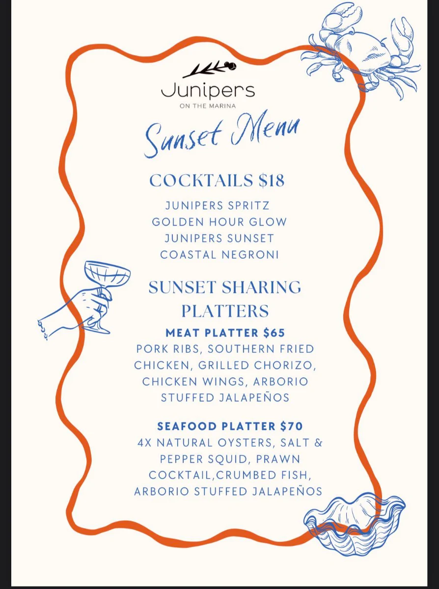 Menu, Sammys on the Marina