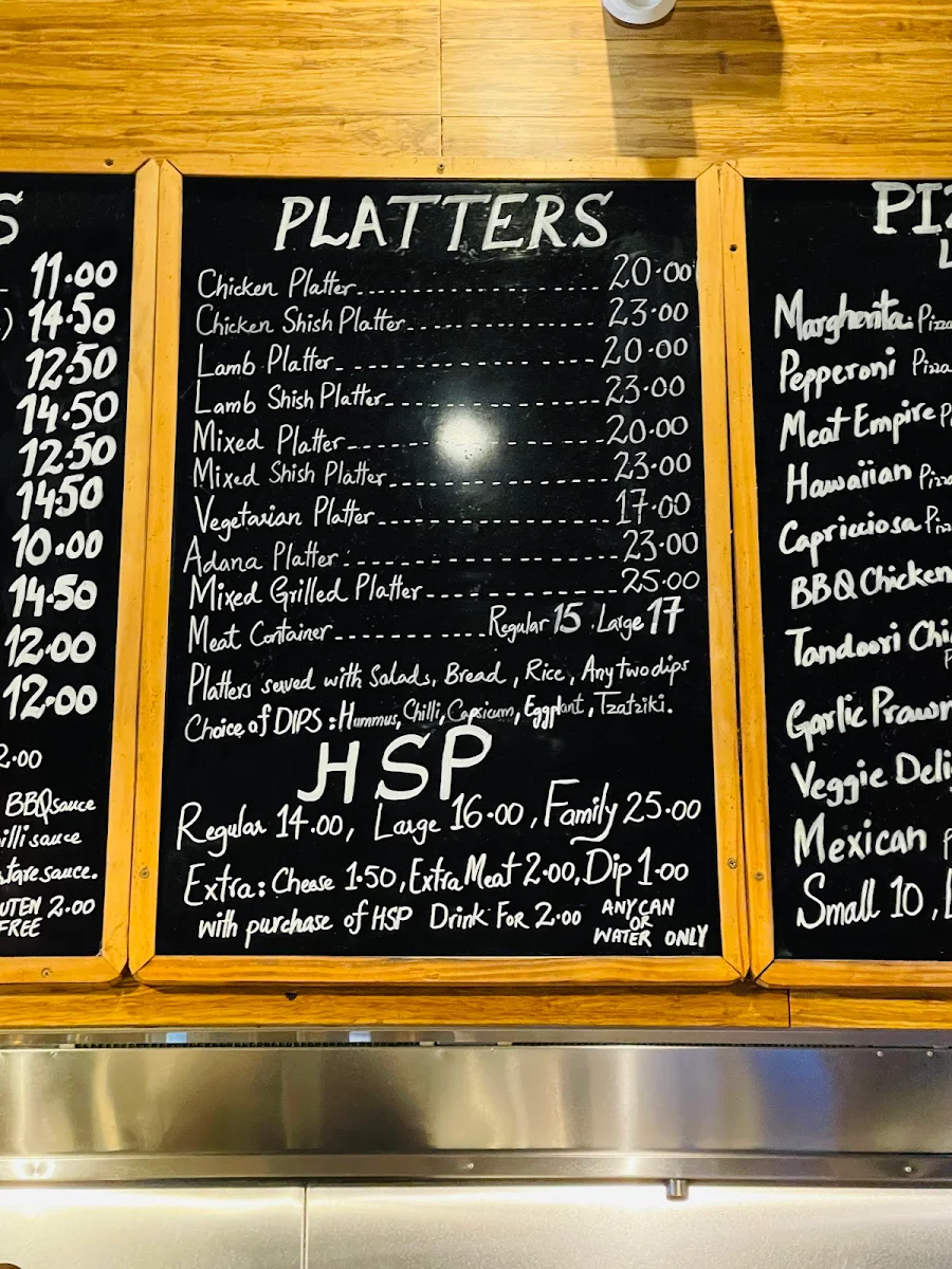 Menu, Kebab Hut