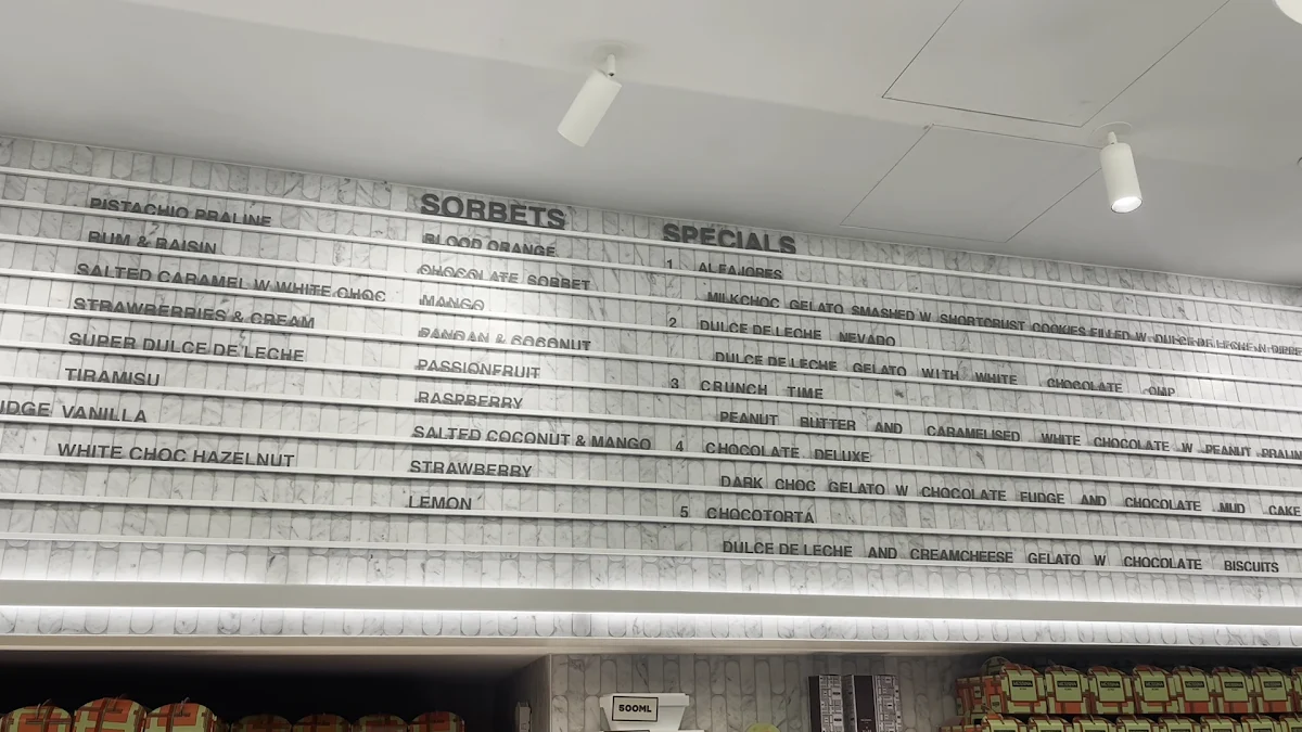 Menu, Gelato Messina Martin Place