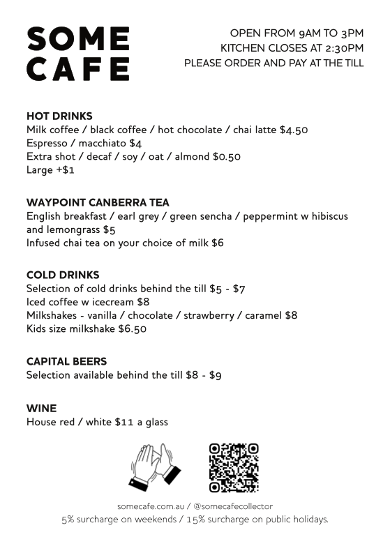 Menu, Some Cafe