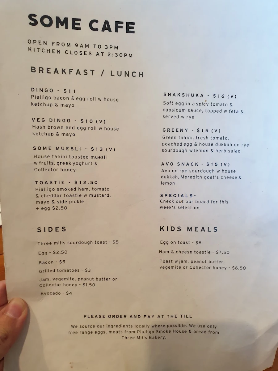 Menu, Some Cafe