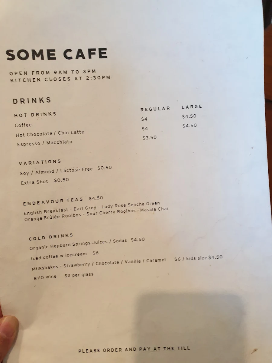 Menu, Some Cafe