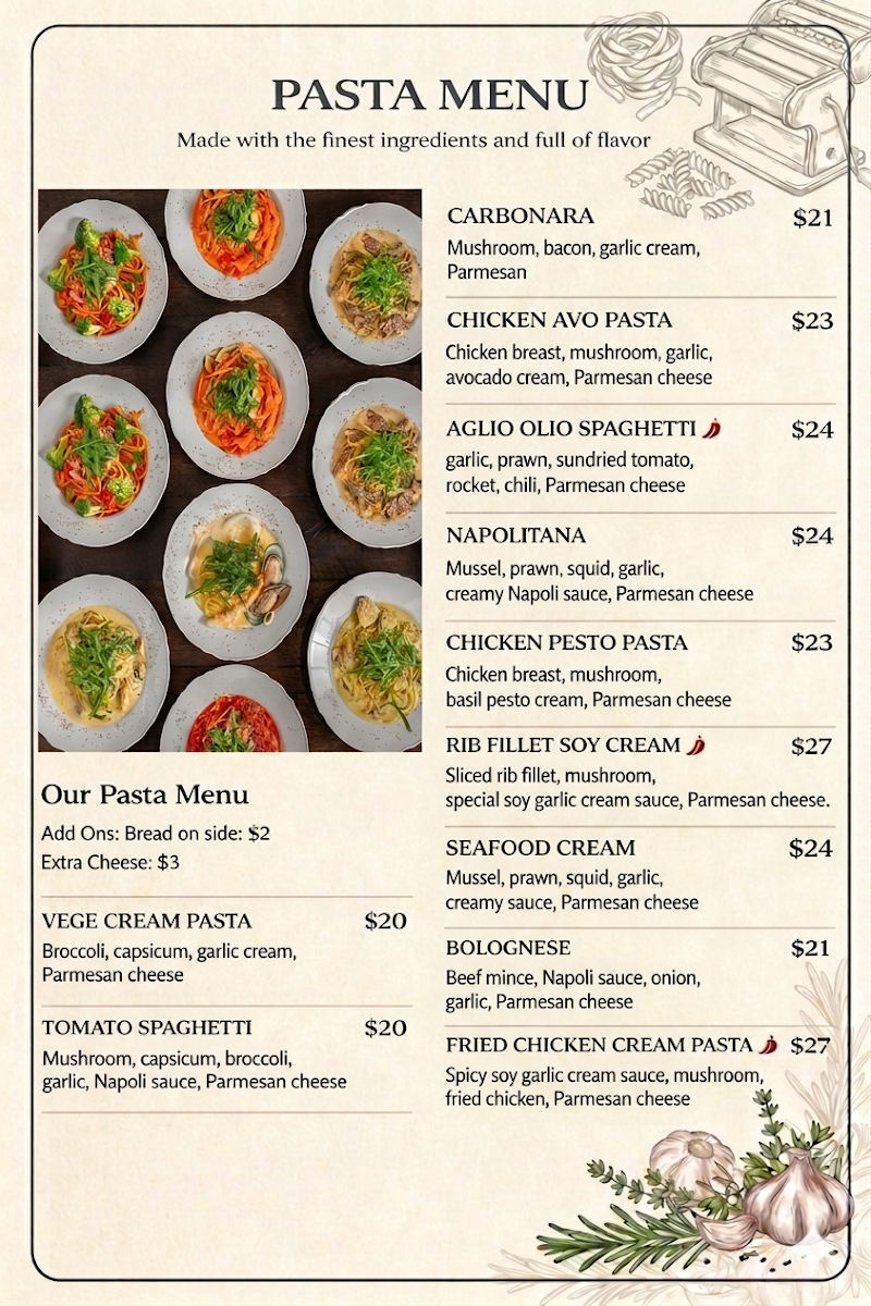 Menu, Paninaro Cafe
