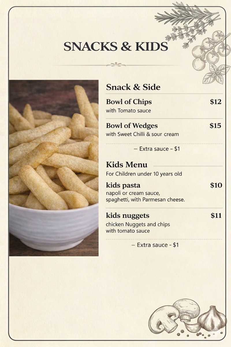 Menu, Paninaro Cafe