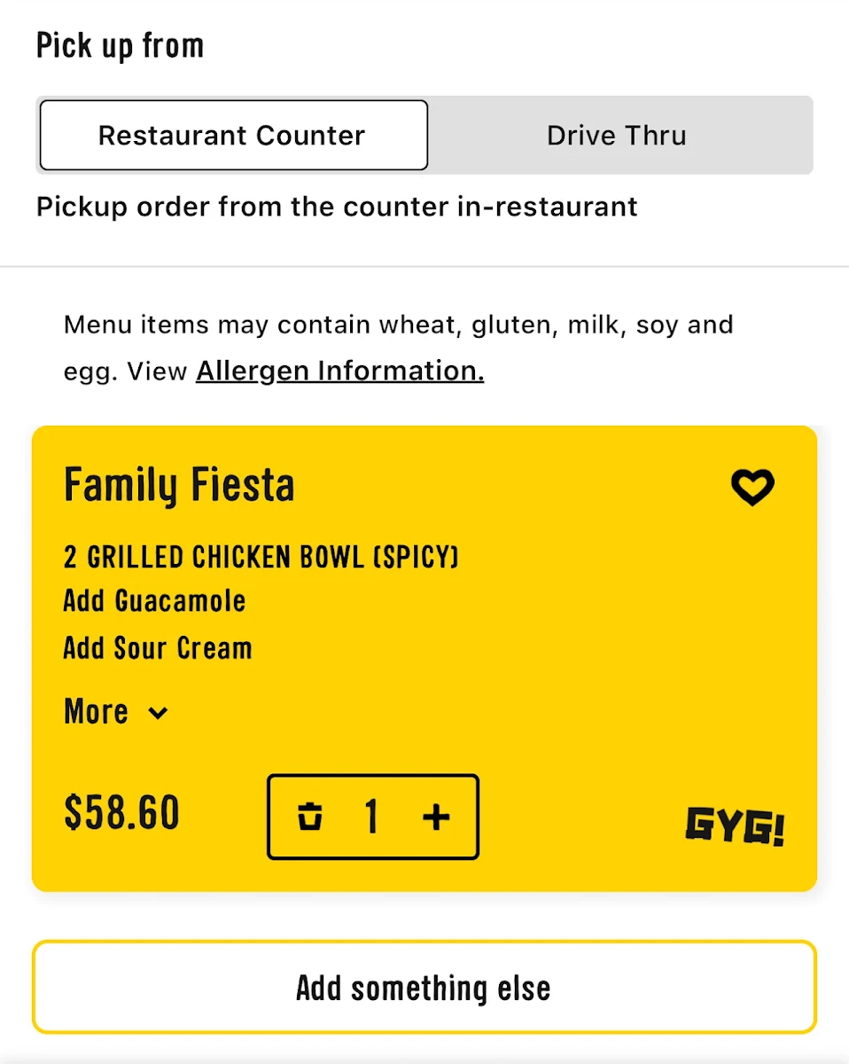 Menu, Guzman y Gomez - Lake Haven
