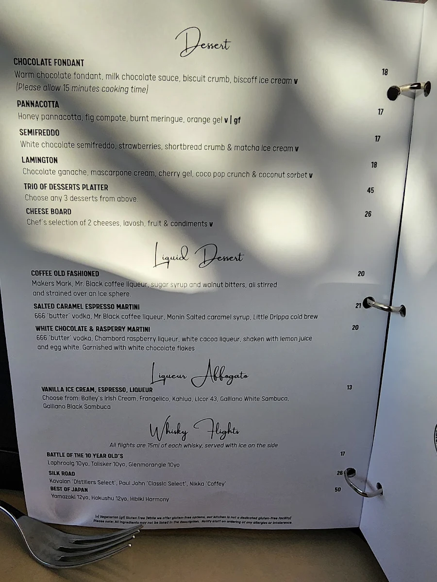 Menu, A Cut Above Bar and Grill