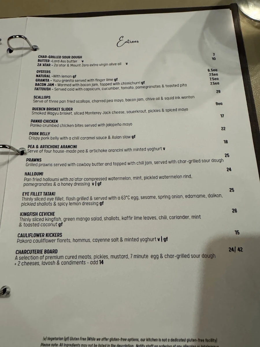 Menu, A Cut Above Bar and Grill