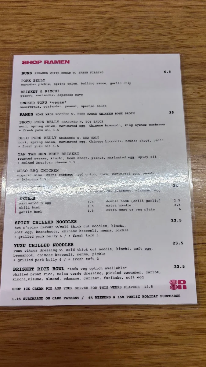 Menu, Shop Ramen