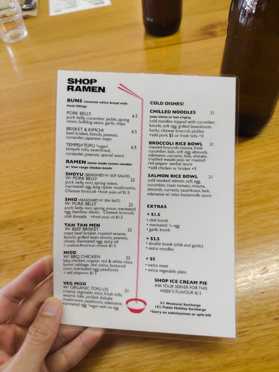 Menu, Shop Ramen