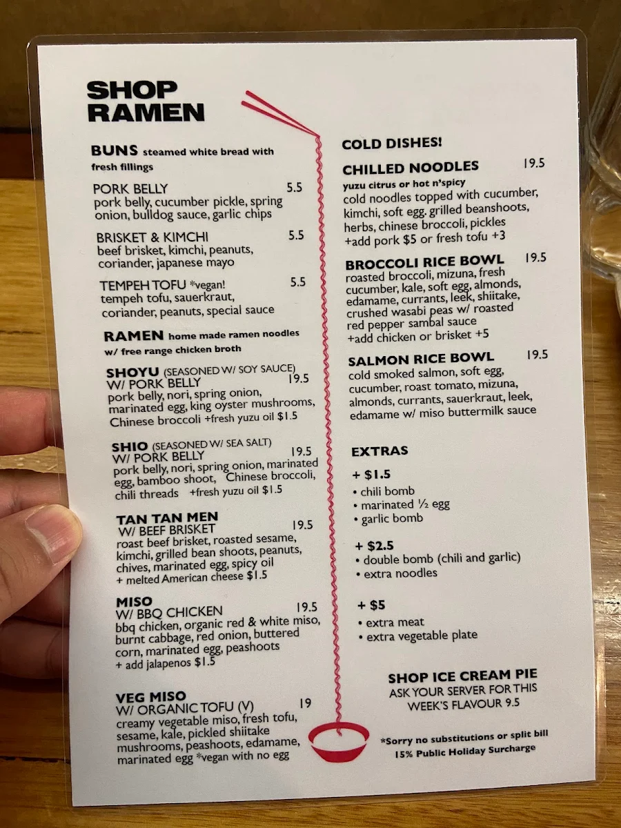 Menu, Shop Ramen