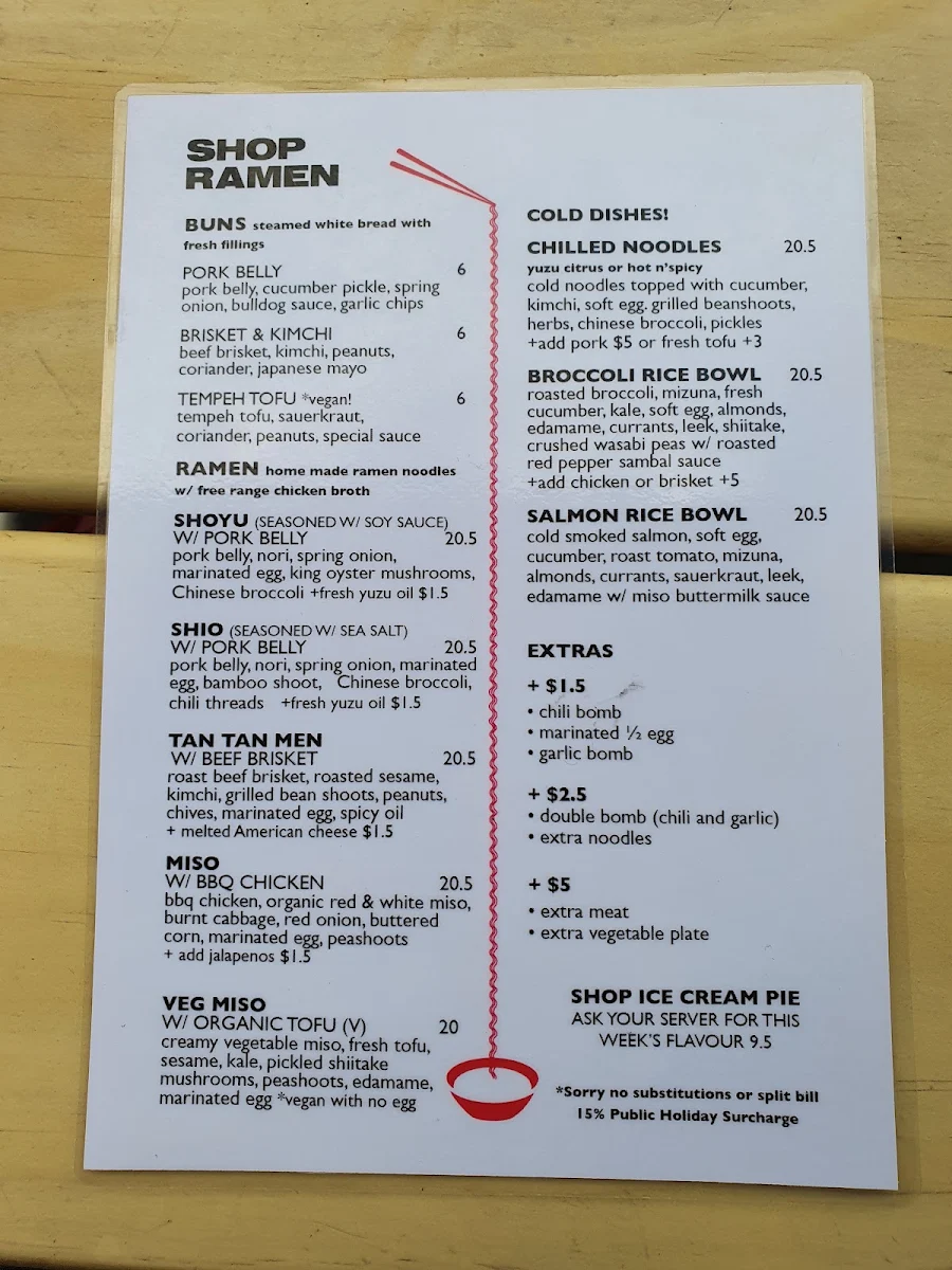Menu, Shop Ramen
