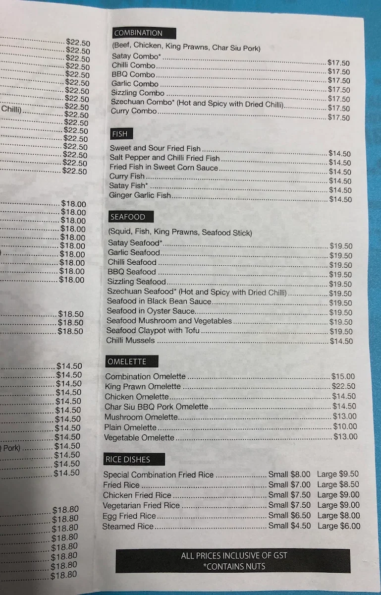 Menu, Happy Dragon Chinese Restaurant