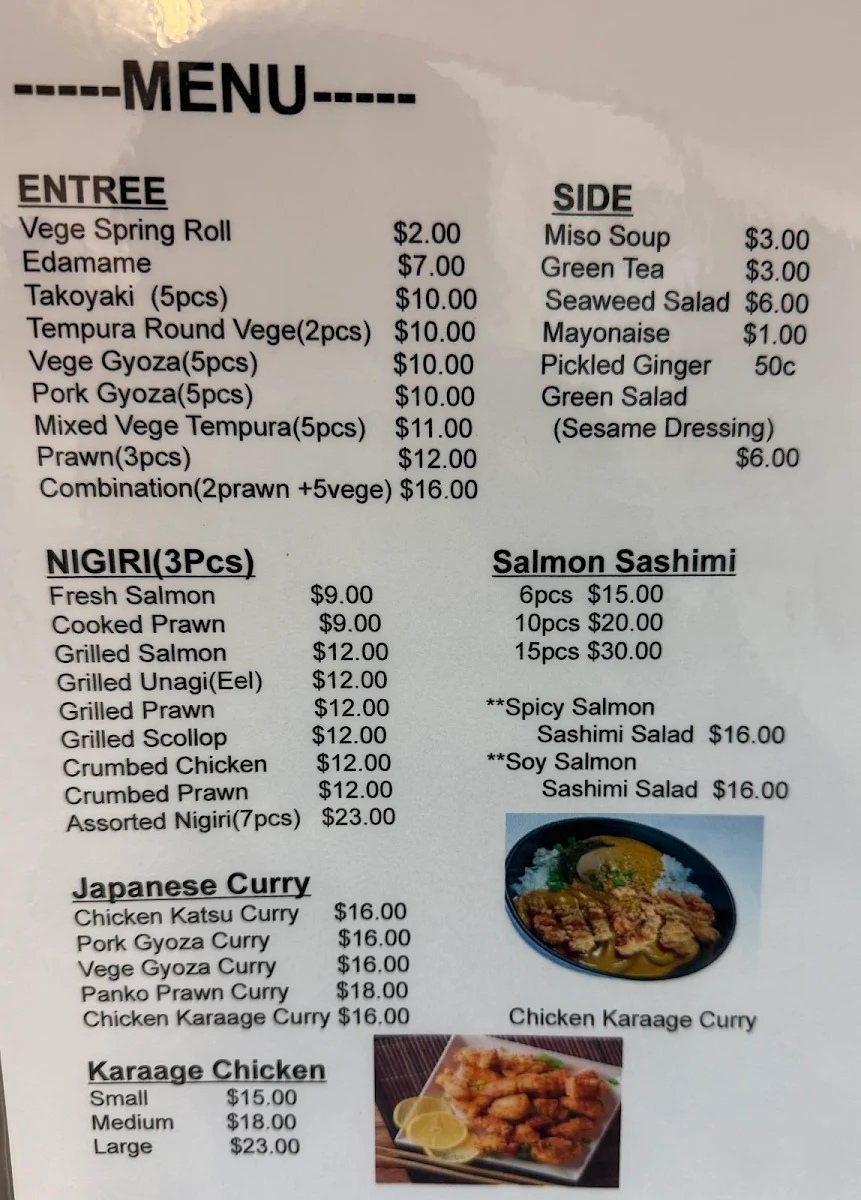Menu, Nodaji Sushi