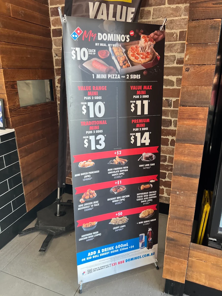 Menu, Domino's Pizza Mawson Act