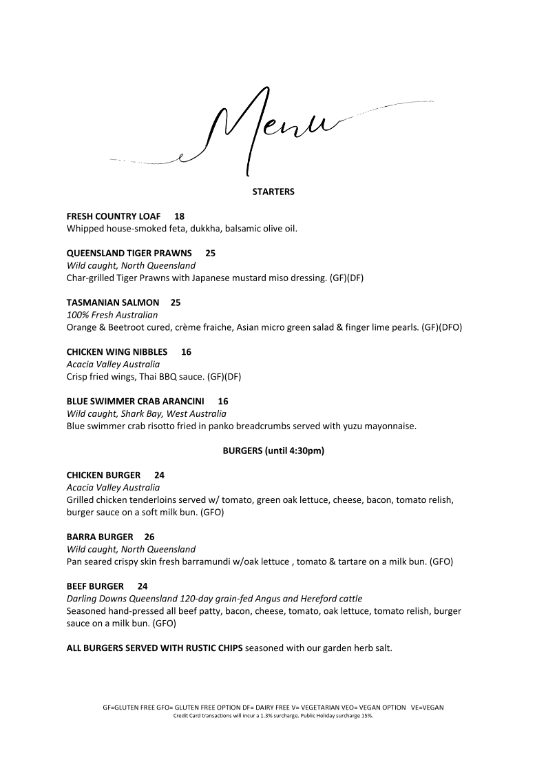 Menu, Roadvale Hotel