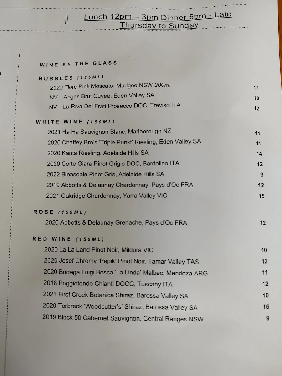 Menu, The Greengate Hotel