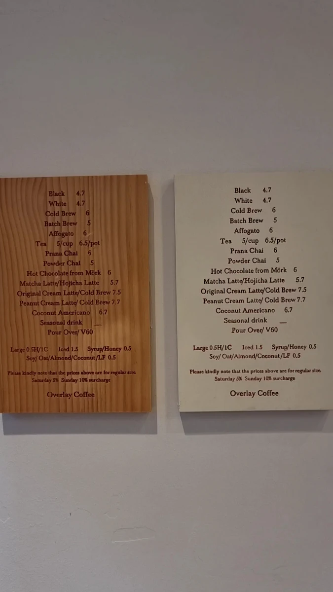 Menu, Overlay Coffee