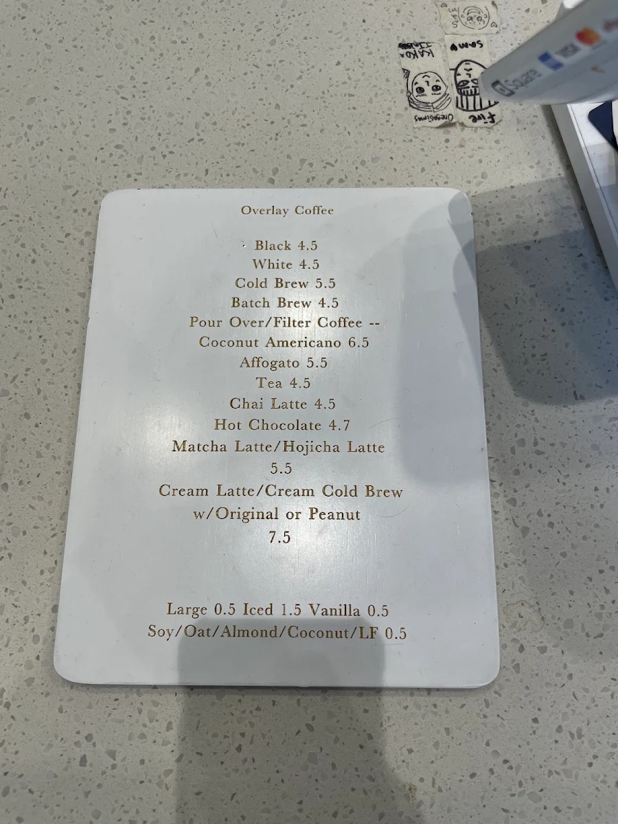 Menu, Overlay Coffee