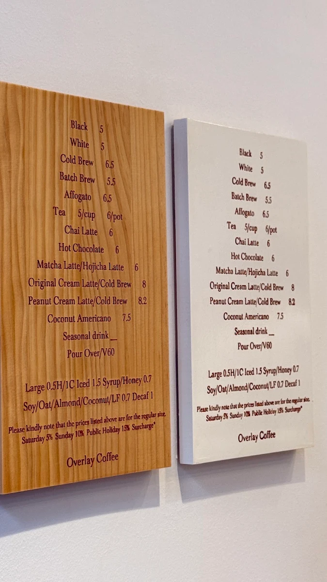 Menu, Overlay Coffee