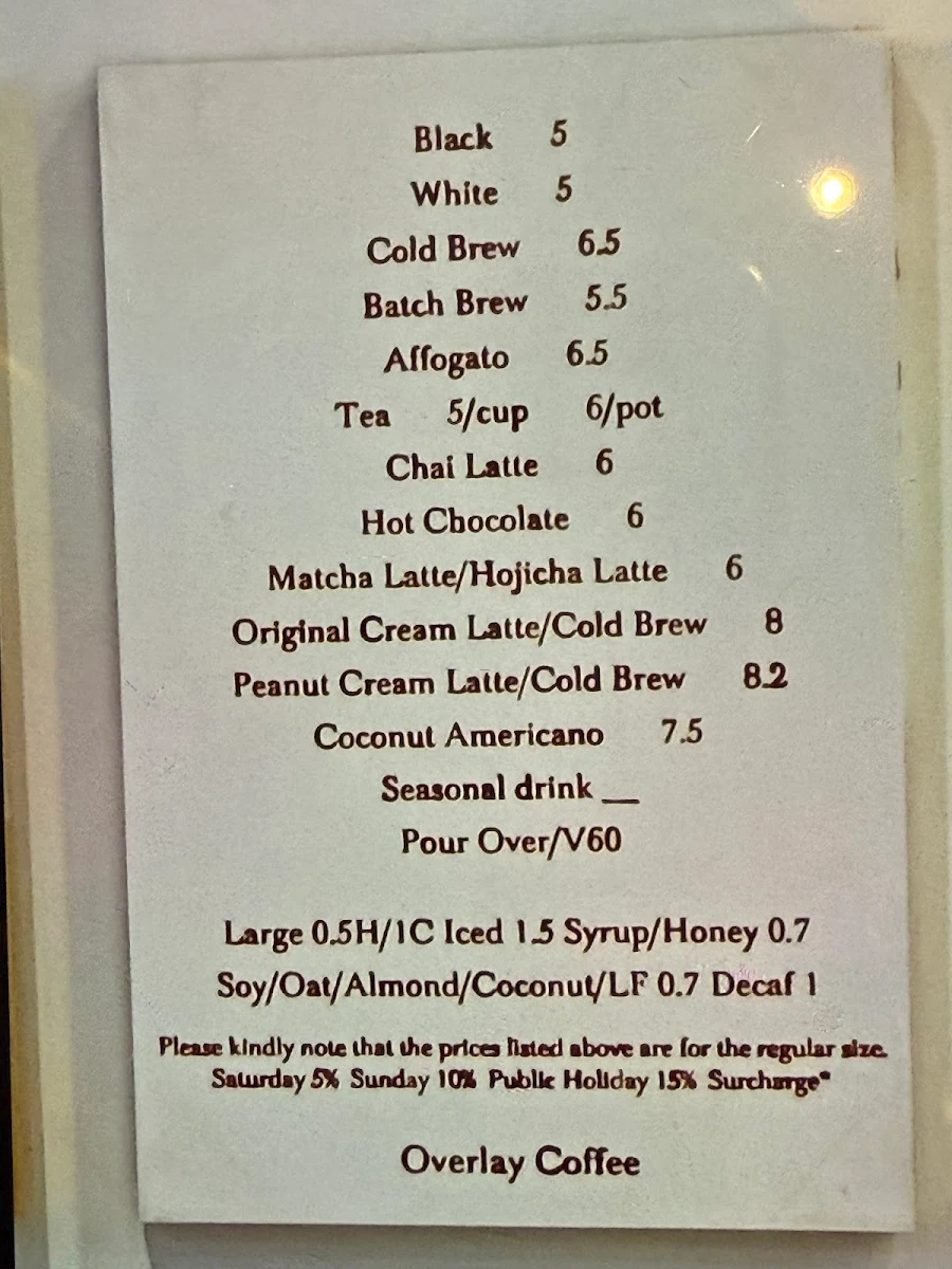 Menu, Overlay Coffee