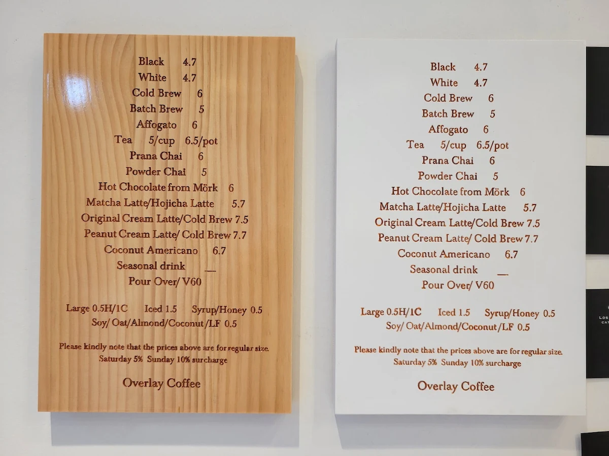 Menu, Overlay Coffee