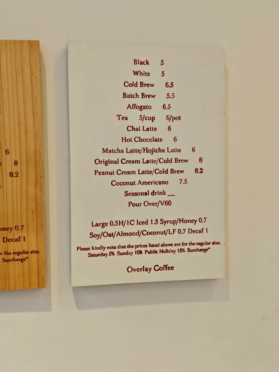 Menu, Overlay Coffee