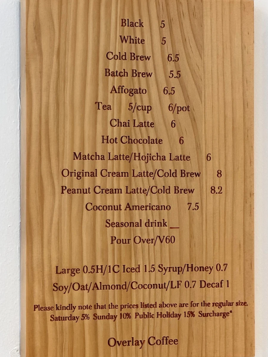 Menu, Overlay Coffee