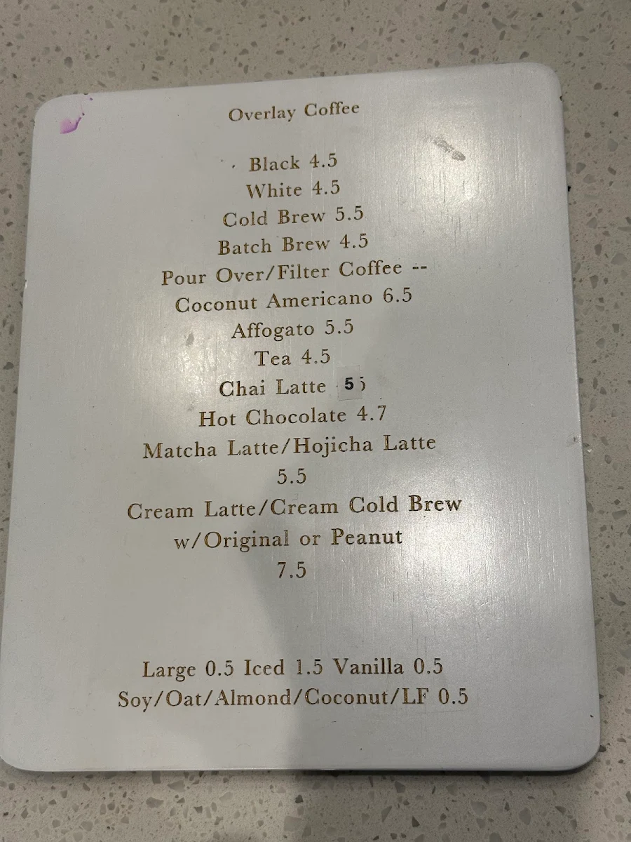 Menu, Overlay Coffee